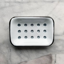 Load image into Gallery viewer, White Farmhouse Enameled Soap Dish