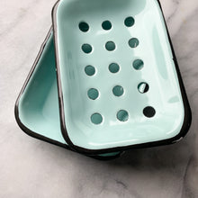 Load image into Gallery viewer, Robin&#39;s Egg Blue Farmhouse Enameled Soap Dish
